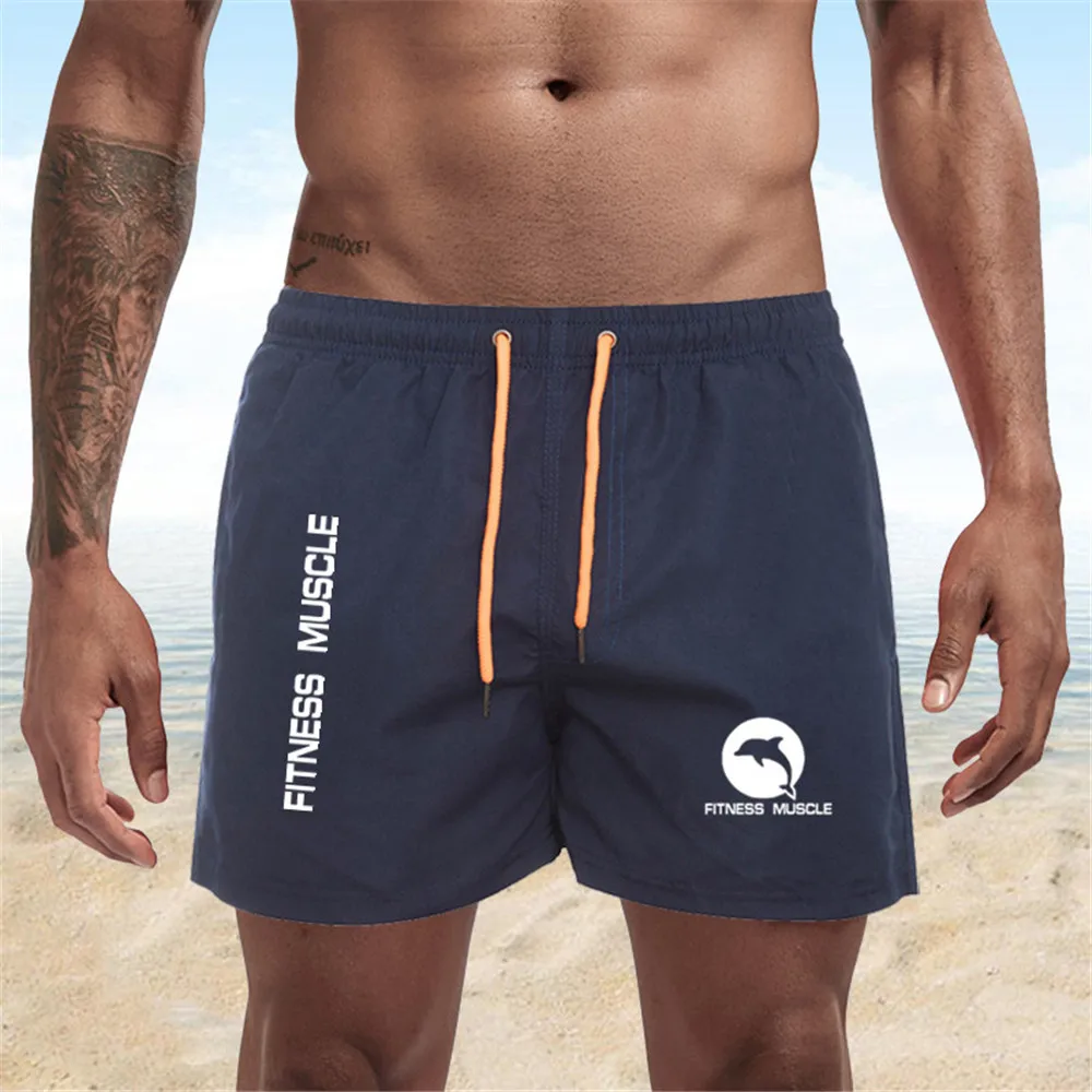 Men Beach Shorts Summer Fitness Sports Surfing Single Color Shorts Fashion Men's Beach Shorts With Lining Briefs Surf Shorts