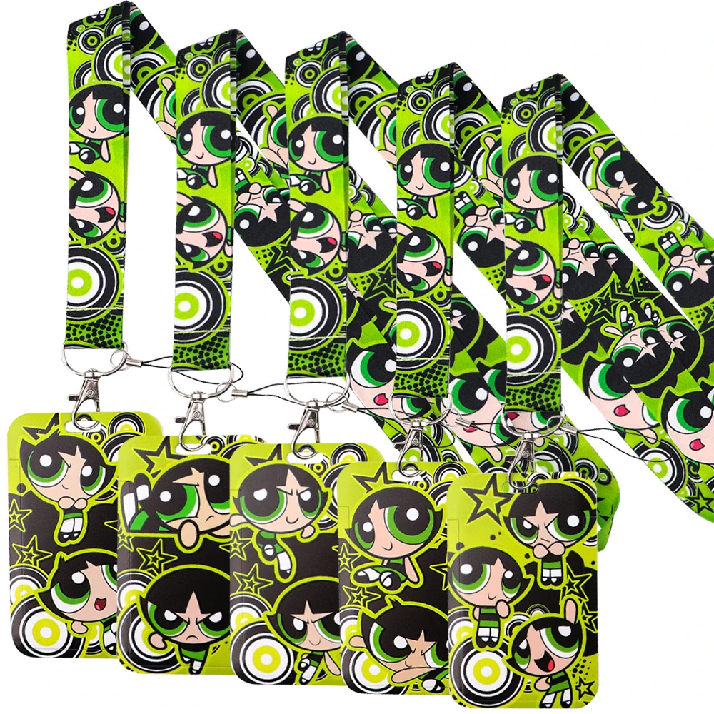 

Cartoon Green Girl Neck Strap Women Keychain Badge Holder ID Card Pass Hang Rope Lariat Lanyard for Key Rings Accessories