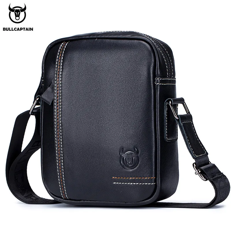 BULLCAPTAIN Famous Brand Genuine Leather Men Bag Casual Business Messenger Men's Bag Male Crossbody Shoulder Bag iPad Travel Bag