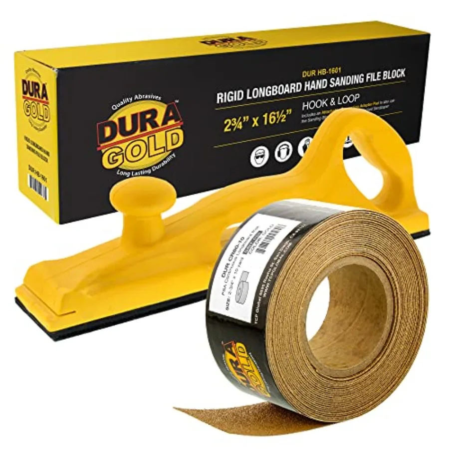 

Pro Series Rigid Longboard Hand Sanding File Block with Both Hook and Loop Backing and PSA Backing Adapter Pad and 60 Grit PSA