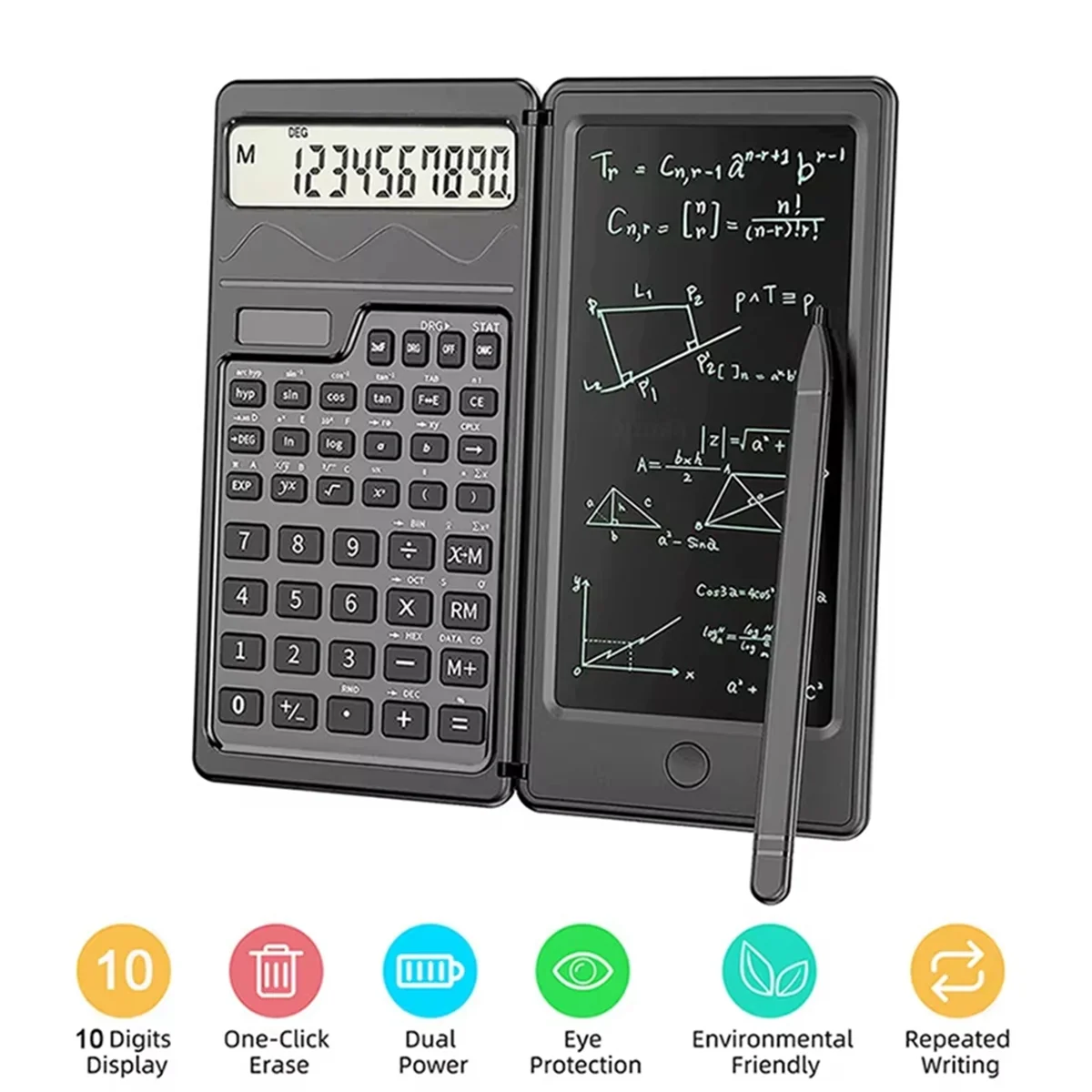 ABLG Solar Scientific Calculator with LCD Notepad Functions Professional Portable Foldable Calculator for Students