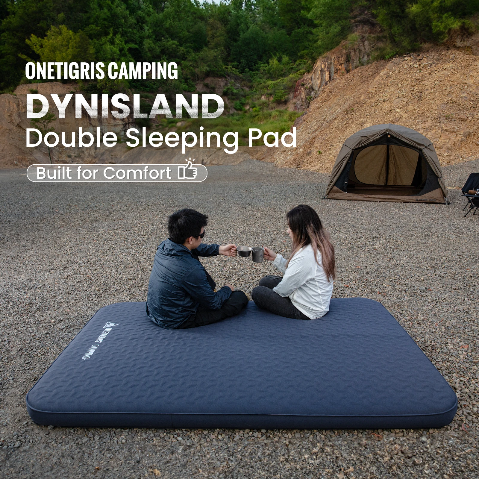 OneTigris DYNISLAND Sleeping Pad Interior Air Mattress Glamping Mats Sleeping 2 Person Camping Bed Mat Built-in Pump Camp Mat