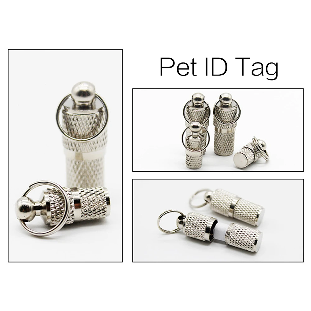 5pcs Silver Golden Pet Cat Dog ID Tag For Dogs Cats Anti Lost Name Address Label Identity Storage Tube Collar Pet Products Home