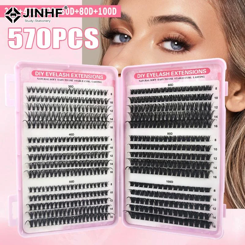570pcs 30D/40D/50D/60D Individual Lashes Book Clusters Extensions False Eyelash DIY At Home Cluster Eyelash Extensions Makeup