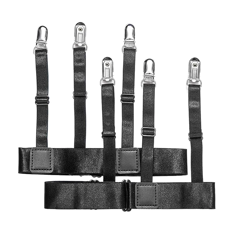 2 قطعة قميص الرجال يبقى حزام مع مقاطع قفل عدم الانزلاق إبقاء قميص مدسوس الساق الفخذ الحمالة الأربطة حزام قفل قابل للتعديل #5