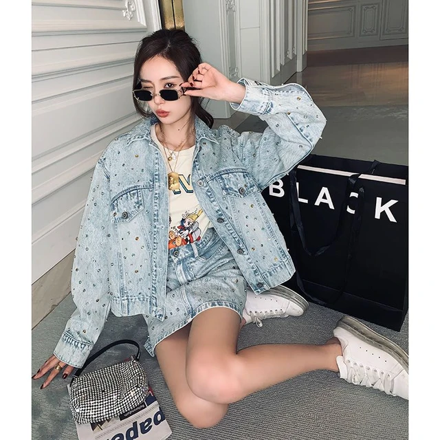 Denim and diamonds outfit female sale