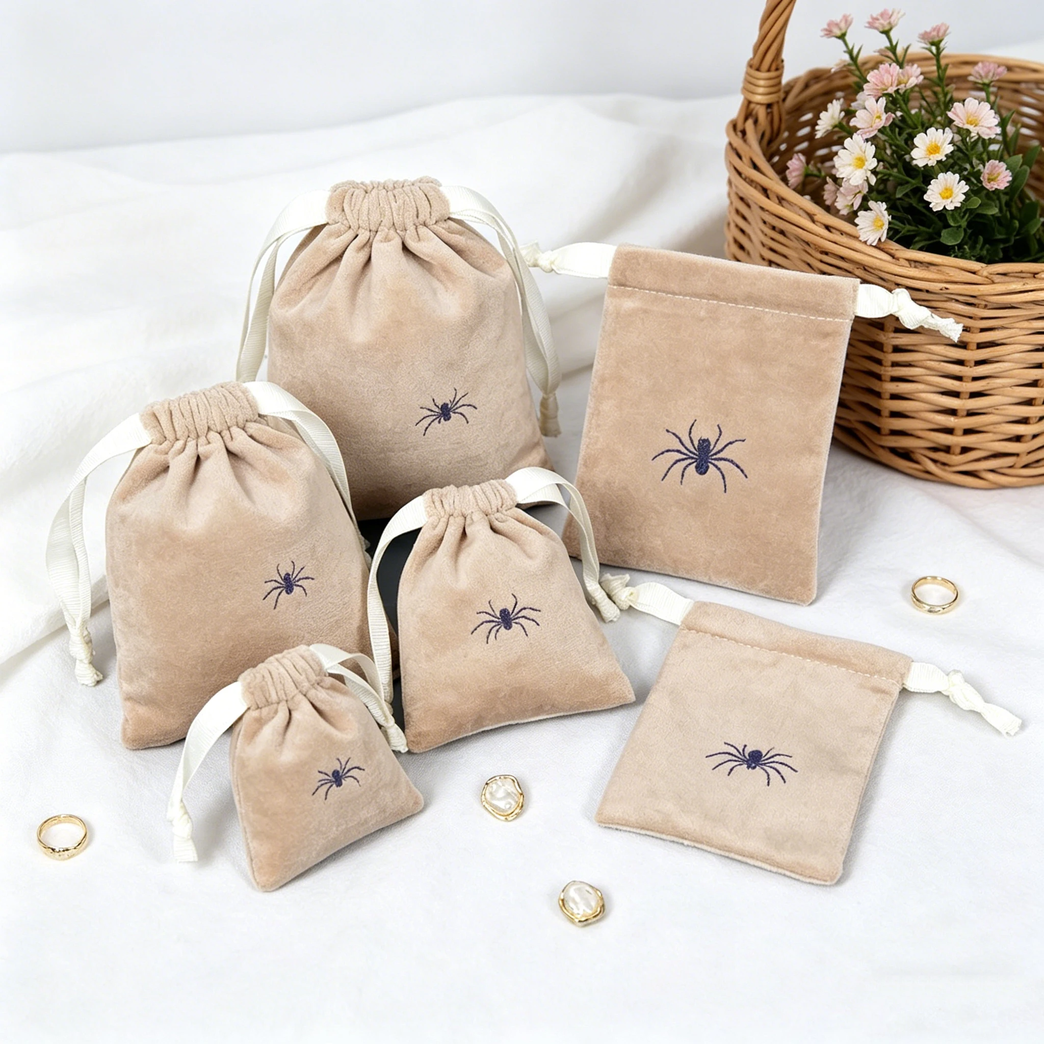 

Custom 100 Bulk Jewelry Gift Bag Soft Velvet Drawstring Pouches Rings Watch Bracelet Pendant Necklace Organizer Cosmetic Package