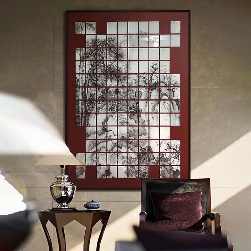 Entry entrance decorative painting, light luxury high-end acrylic installation physical painting, Chinese living room  room