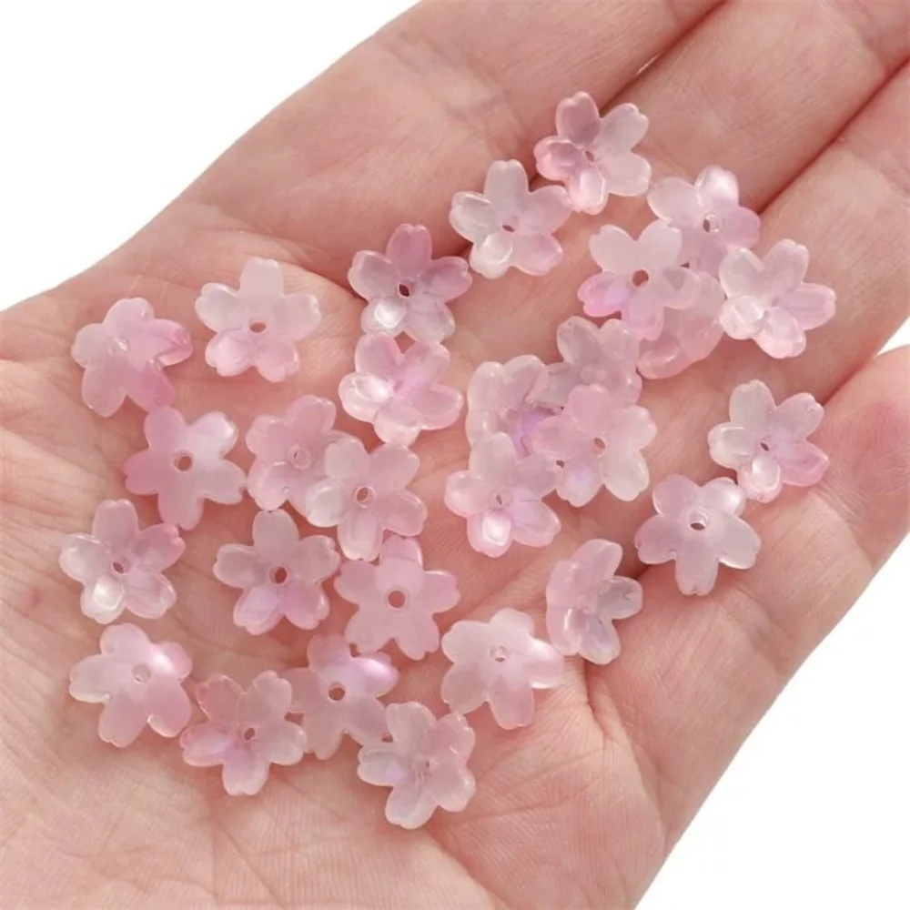 100 шт., градиентные цвета, восточные вишневые бусины, ручная работа, 3D мини-разделитель Сакура, свободные бусины, каваи, прозрачные