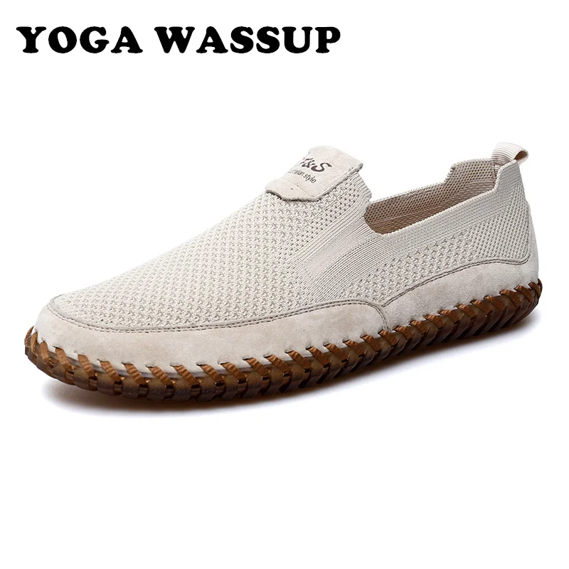 

YOGA WASSUP-Men's breathable casual shoes, slip-on soft-soled summer loafers, driving sandals, knitted sneakers, sizes 38-47