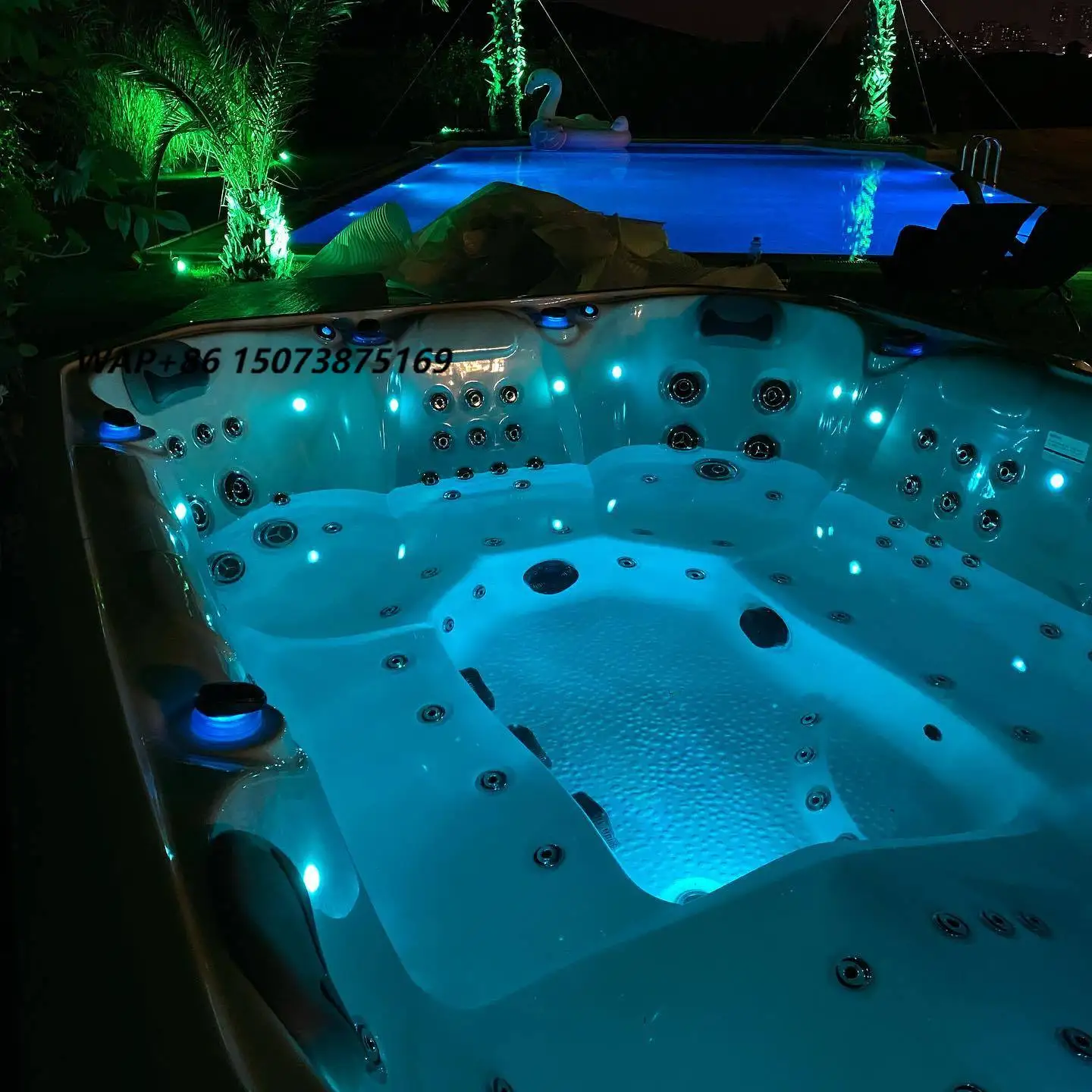 Sunrans Whirlpool Spa Massage Bathtub Luxury Balboa Energy-efficient Hot Tub Outdoor Jacuzzy with Saltwater Systems for 8 Person