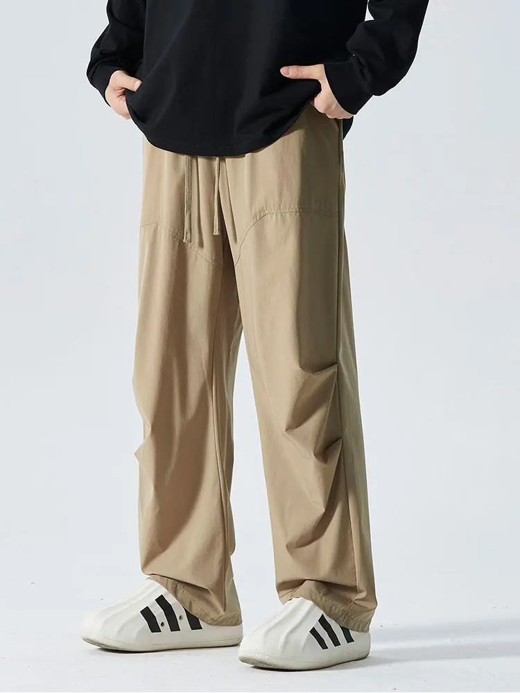 

Wassup летние мужские свободные брюки из ледяного шелка, прямые брюки, американские повседневные длинные брюки, универсальный модный бренд