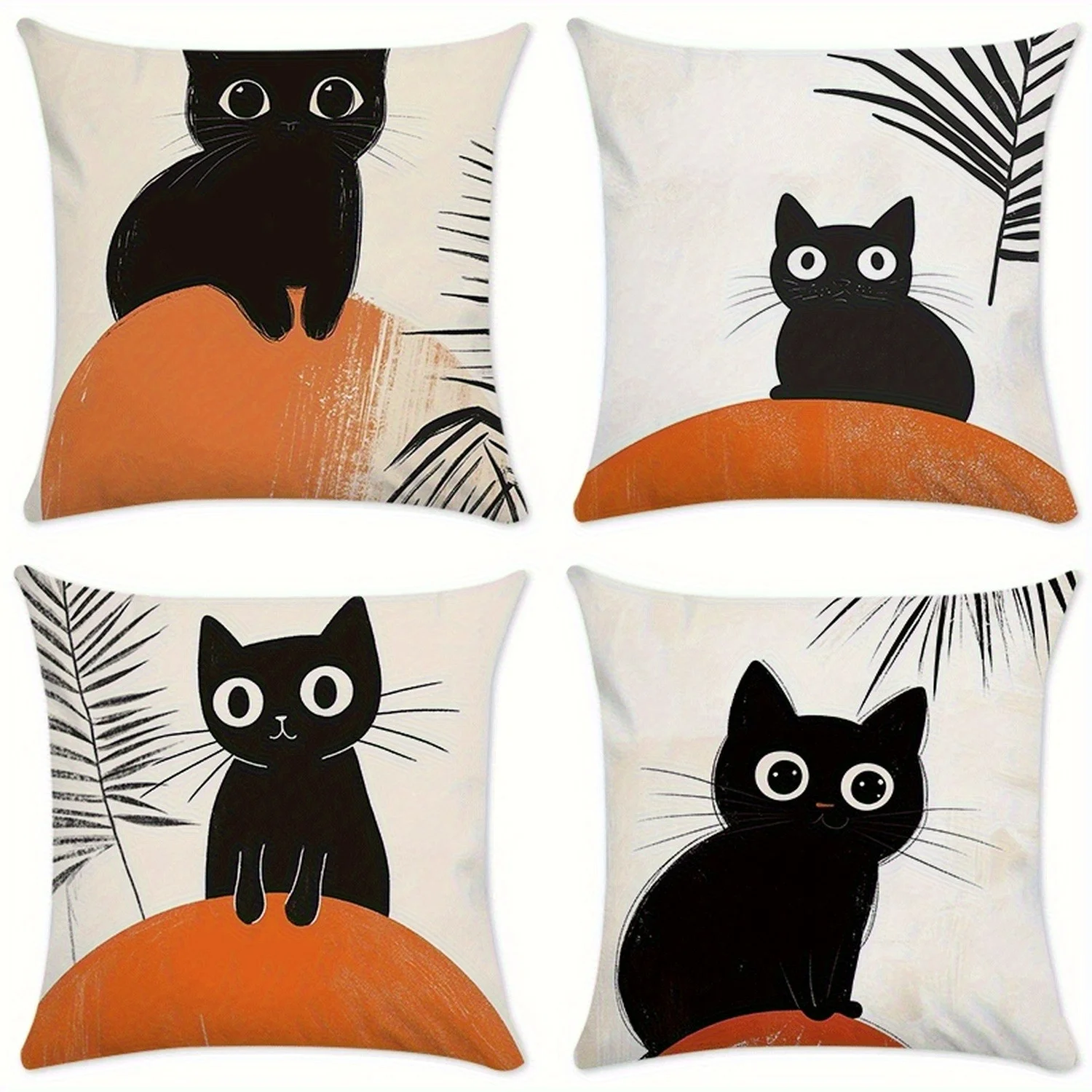 

Милая наволочка с черной кошкой, цифровая печать, короткий плюш, подходит для гостиных, спален, диванов, чехол для декоративной подушки