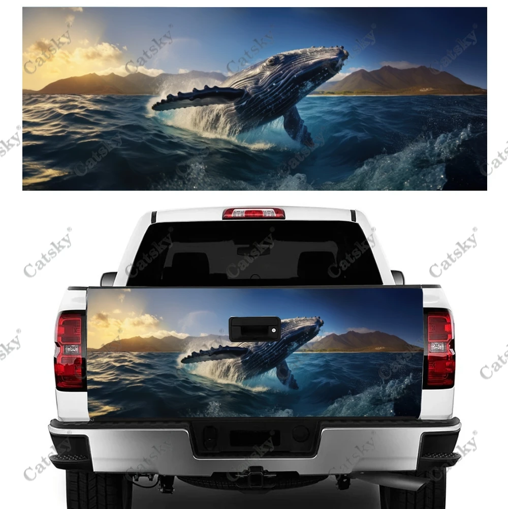 Humpback Whale at Sunset Truck Tailgate Wrap Professional Grade Material Universal Fit for Full Size Trucks Weatherproof