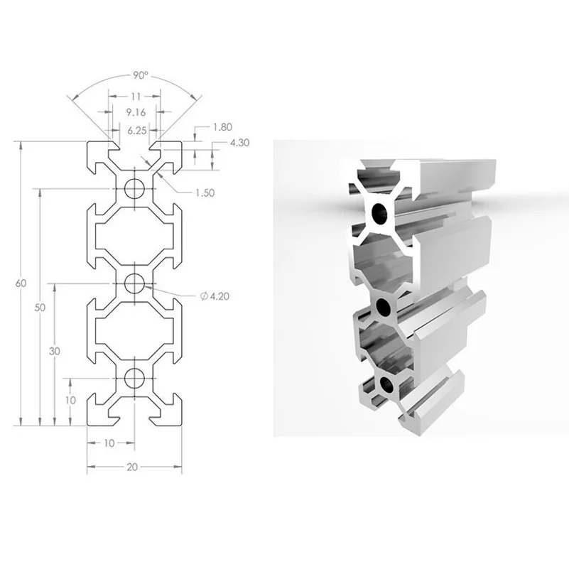 Openbuilds 2060 V-Slot Aluminum Profile from 100mm to 1500mm Aluminum Extrusion  for CNC Router 3D Printer Parts