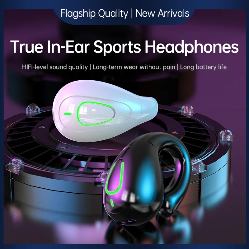 New S20 Ear Clip Single Ear Wireless Bluetooth Air Conduction Earphones with Mic HiFi Sound Quality IPX5 Sports Headset