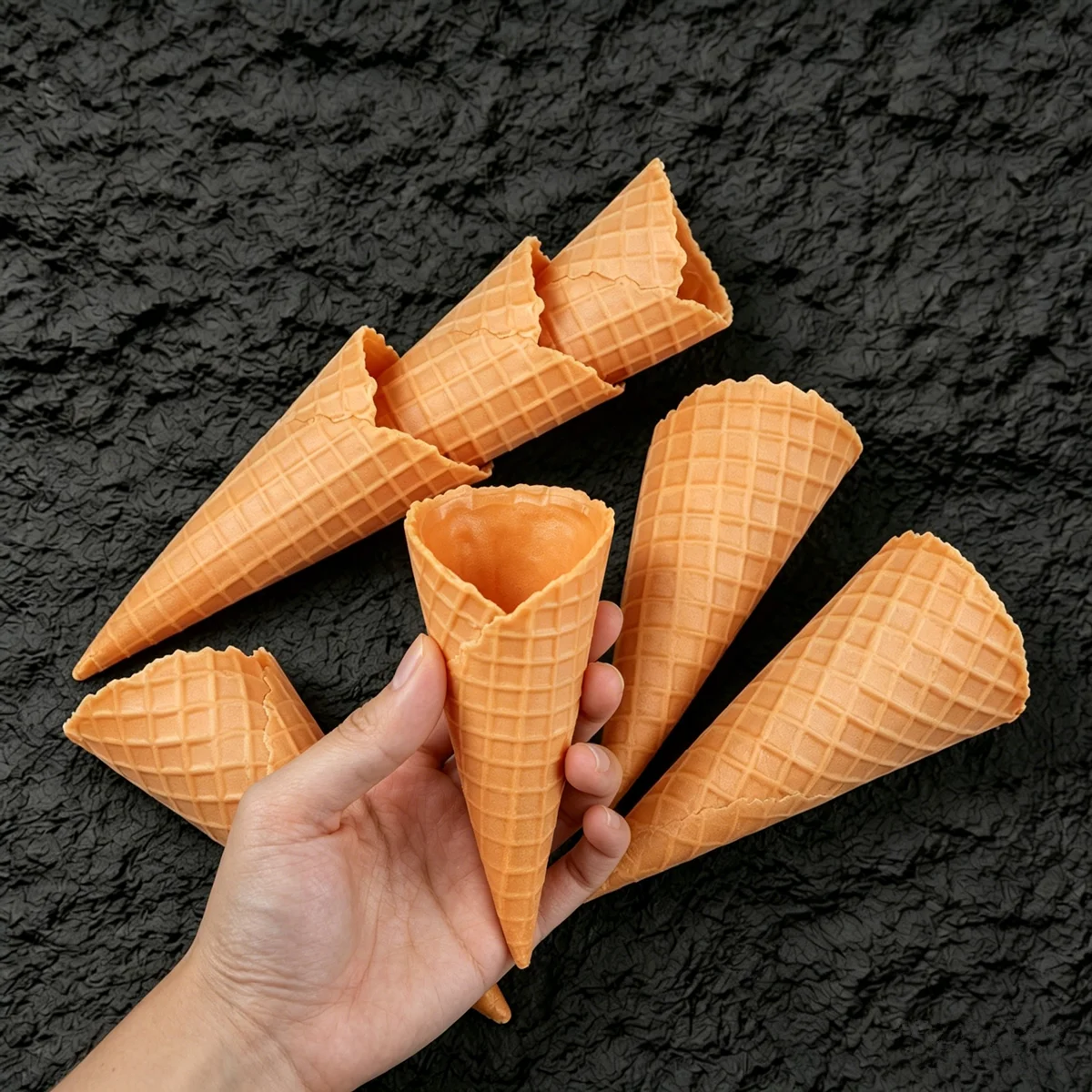 5/16/50 Stück künstliche Eistüten, künstliche Eiswaffel-Tüten, realistische Simulation, knuspriges Waffelmodell, Requisiten für Lebensmittelfotografie – Detail 1