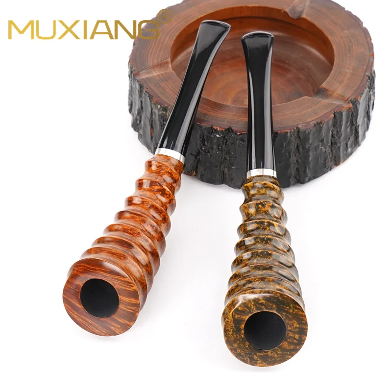 

Briar Tobacco Pipe , Handcrafted Horn Pipe , Spiral Horn, For Smoke Tobacco Cigar ， for 3mm filter element ，with silver ring