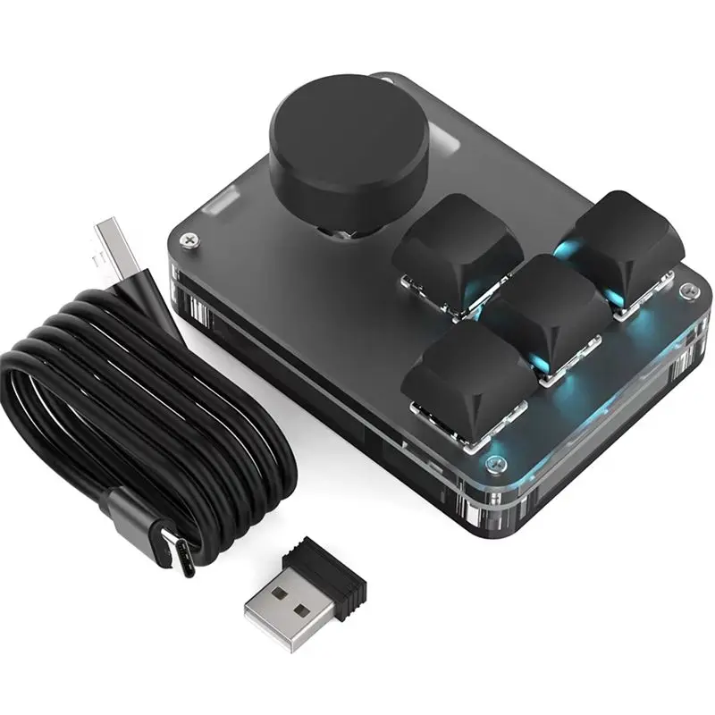 YSS-Hot Swap RGB USB C 2.4G Mini Macropad Macro Programming Keyboard Gaming Custom Keypads 4 Keys Knob Multimedia