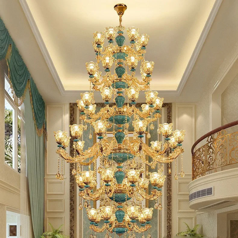 غرفة المعيشة ثريا كبيرة على الطراز الأوروبي فيلا كريستال درج مجوف بناء أرضية متوسطة #2