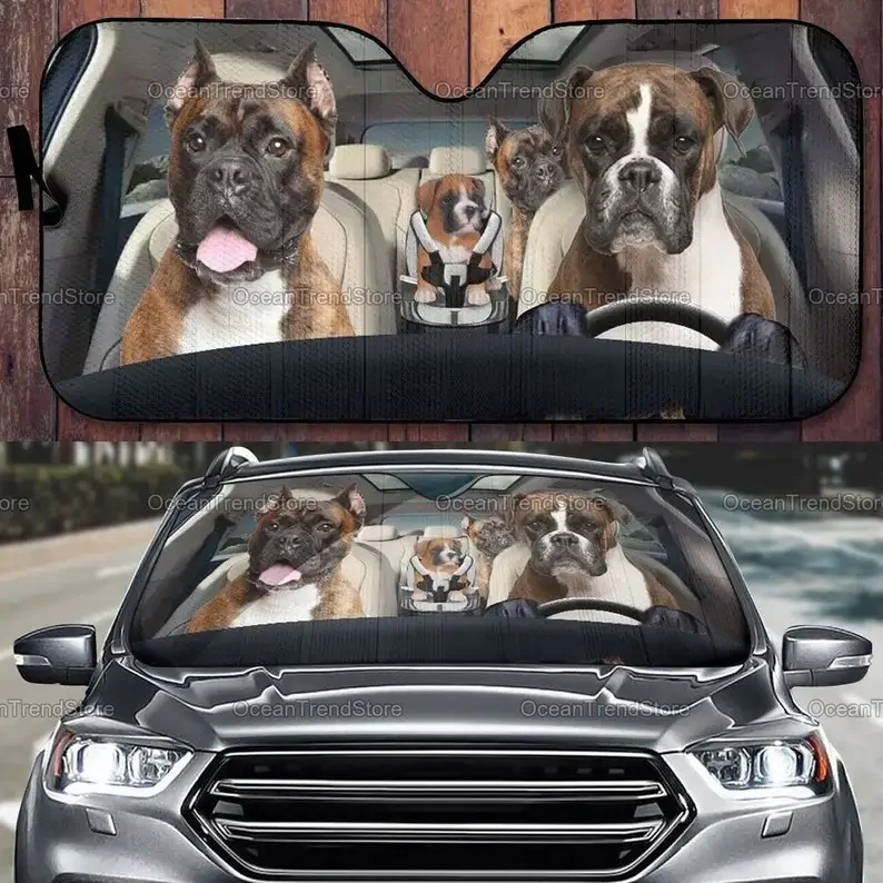 Funny Boxer Sunshade, Boxer Accessory, Boxer Car Windshield Shade, Seat Protector, Car Decoration L