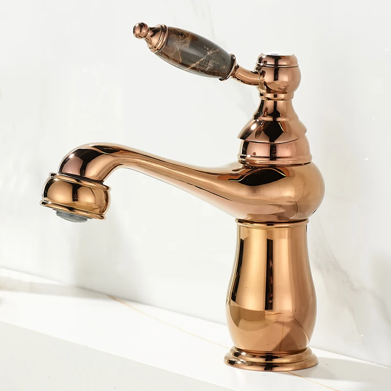 

Смесители для раковины, латунь розового золота, смеситель для ванной комнаты, черный/серый смеситель для умывальника с одной ручкой, смесители для горячей и холодной воды