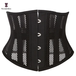 Ön 4 Busk kapatma Korset kadınlar kum saati 24 Spiral çelik kemik Underbust korse Mesh bel eğitmen büstiyer artı boyutu XXS-6XL