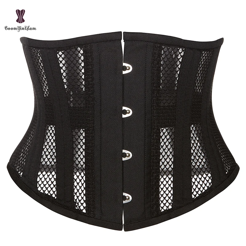 Front 4 Busk Closure Korset Women Hourglass 24 Spiral Steel Bone Underbust Corset Mesh Waist Trainer Bustier Plus Size XXS-6XL