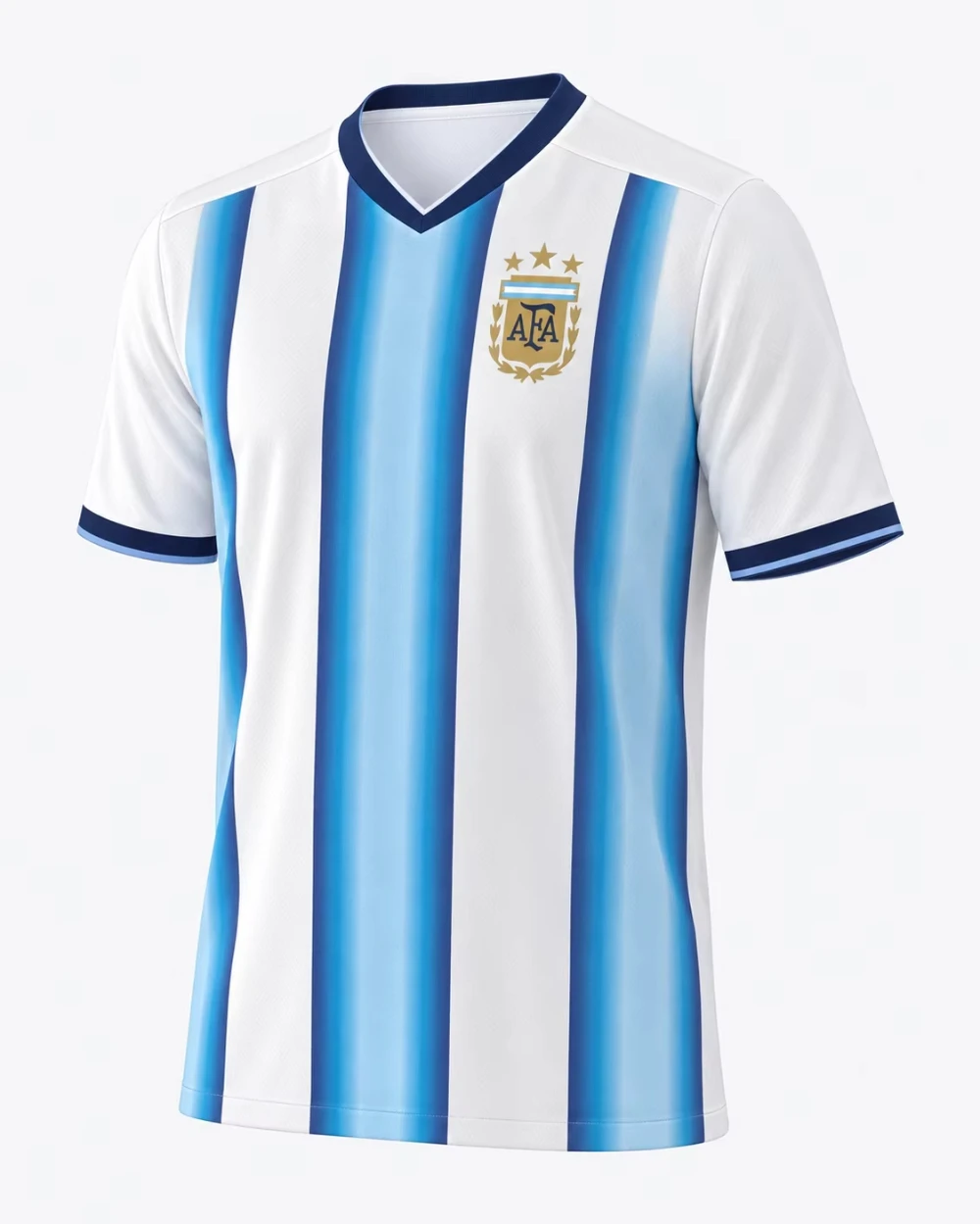 Argentina 24-25 Home Soccer Jersey White Navy Striped Men Short Sleeve Crew Neck Football Shirt Match Training Game Wear