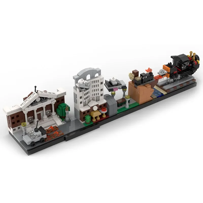 Bricklink Ideas MOC Movie Powrót do przyszłości Skyline Architektura Dom miejski Widok ulicy Zestawy klocków Zabawki dla dzieci Prezent