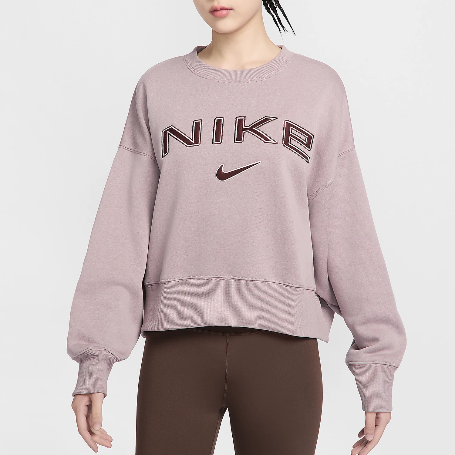 

Nike Official Genuine New Women's Round Neck Loose Fit Short Fleece Hoodie FV7675-226