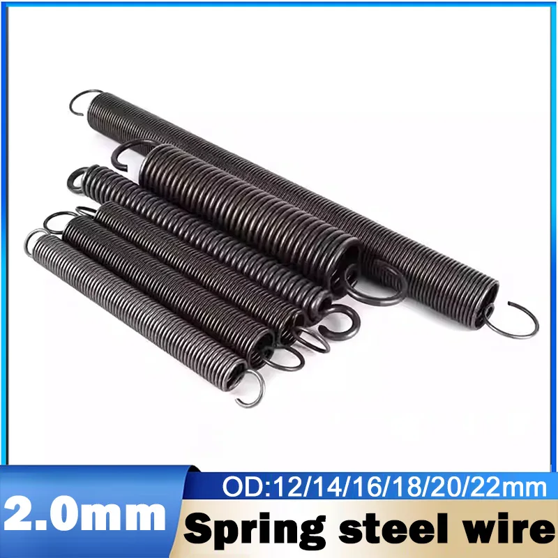 1pcs Wire Diameter 2.0mm Open Hook Tension Spring Strong Extended Spring With O Hook Extension Spring Od:12/14/16/18/20/22mm