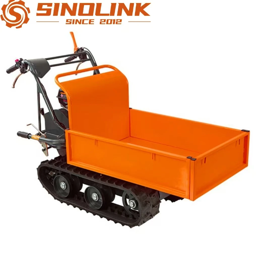 Factory Direct 6.5HP Crawler Dumper with   Spring Support Extendable Box 3F+1R Gears 180mm Wide Tracks 300kg Capacity Engine