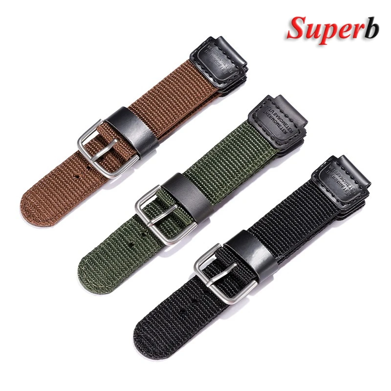 Correa de nailon de 18mm para reloj Casio AE1200/1300 W800H SGW400 F91W F84 F105/108/A158/168, pulsera deportiva de lona para hombre