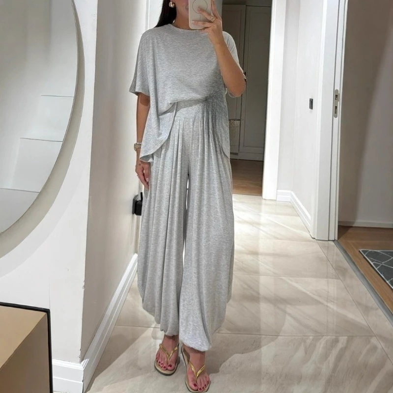 

2026 Spring and Summer Casual Loose Wide Leg Pants Two-piece Women's Clothing