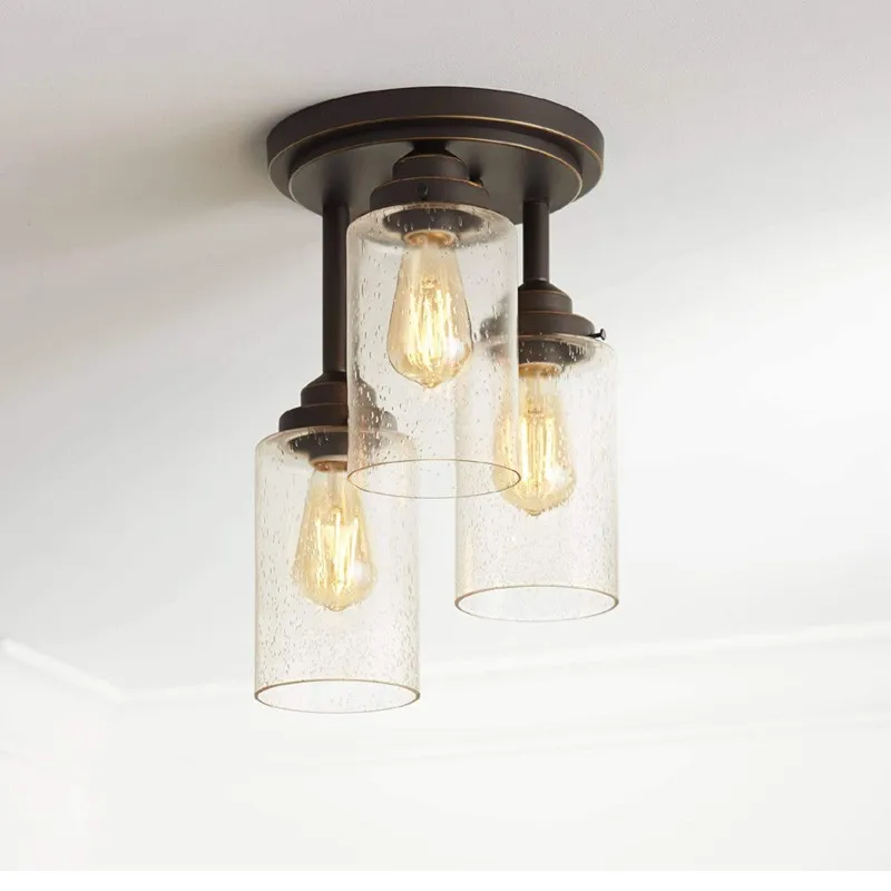 

American three head rural Ceiling Lamp bedroom dining room shop bar lamps industrial retro Ceiling Lights Stairs Led Light