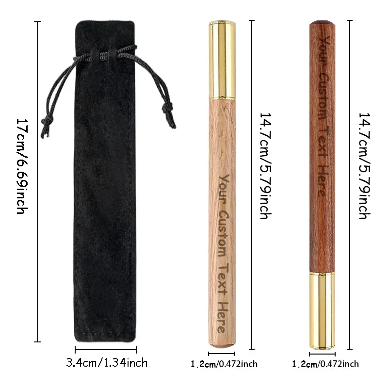 15Sets (15PCS Customizable Ballpoint Pens+15Pcs Bags) Metal & Sandalwood Signature Pens Luxury Corporate Gifts Wedding Favors