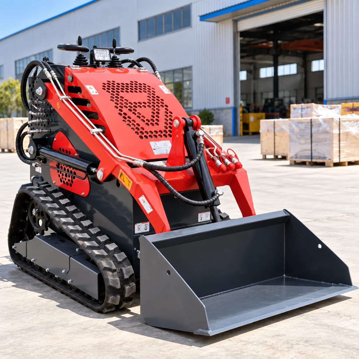380E Small Crawler Loader 420cc 13.5kW Engine Mini Skid Steer Track Loader for Barn Farm Garden Material Moving Jobs