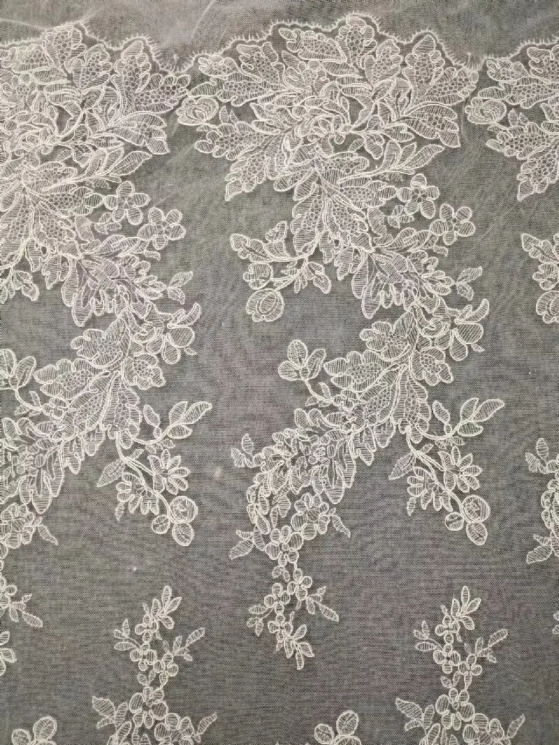 Tecido de renda vestido nupcial com lantejoulas, qualidade superior, 130cm Largura, venda por Quintal, 2024