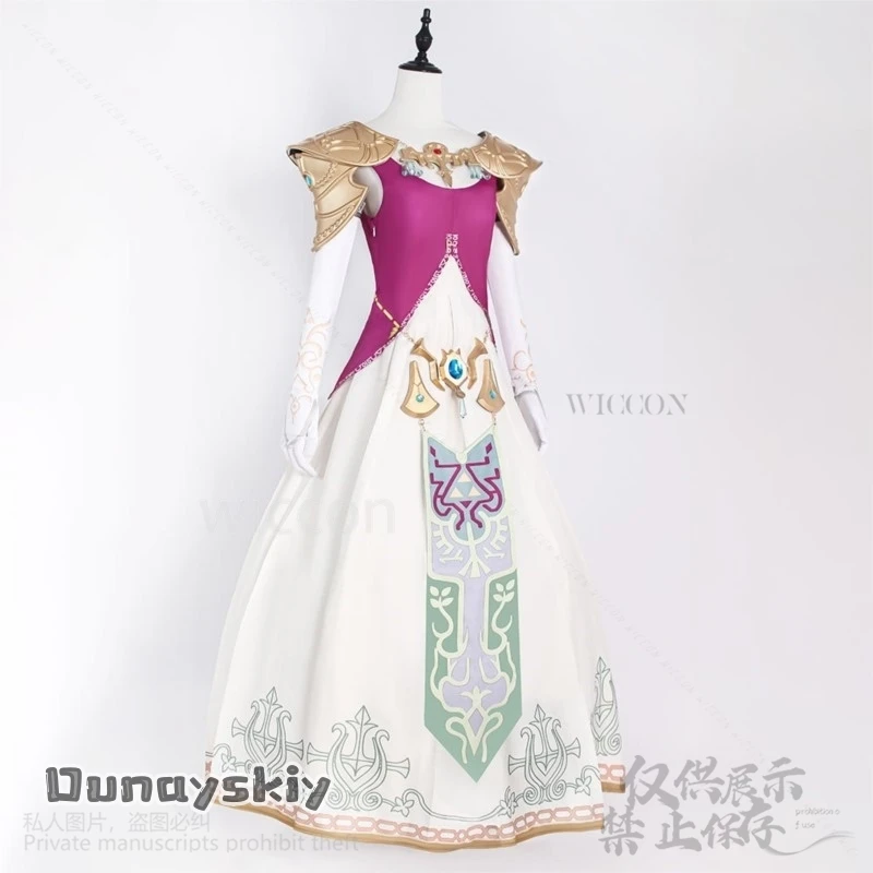 أنيمي لعبة الأميرة تأثيري الكرتون التقليدية طباعة ريترو أنيق فستان طويل لوليتا ثلاثية الأبعاد حمض البوليلاكتيك الدعائم الباروكات مخصصة