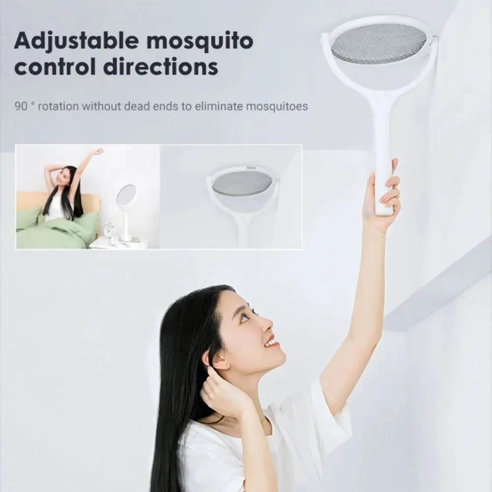 New 5 In 1 Electric Fly Swatter Racket Rotating Head Repellent Fruit Fly Trap Adjustable Rechargeable Mosquito Swatter Indoor