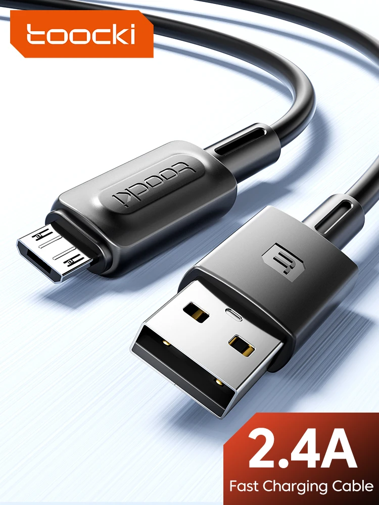 Toocki USB-A-auf-Micro-Kabel, 2,4 A, für schnelles Aufladen von Mobiltelefonen, Tablets, Powerbanks und kleinen Ventilatoren, Datenübertragungskabel.