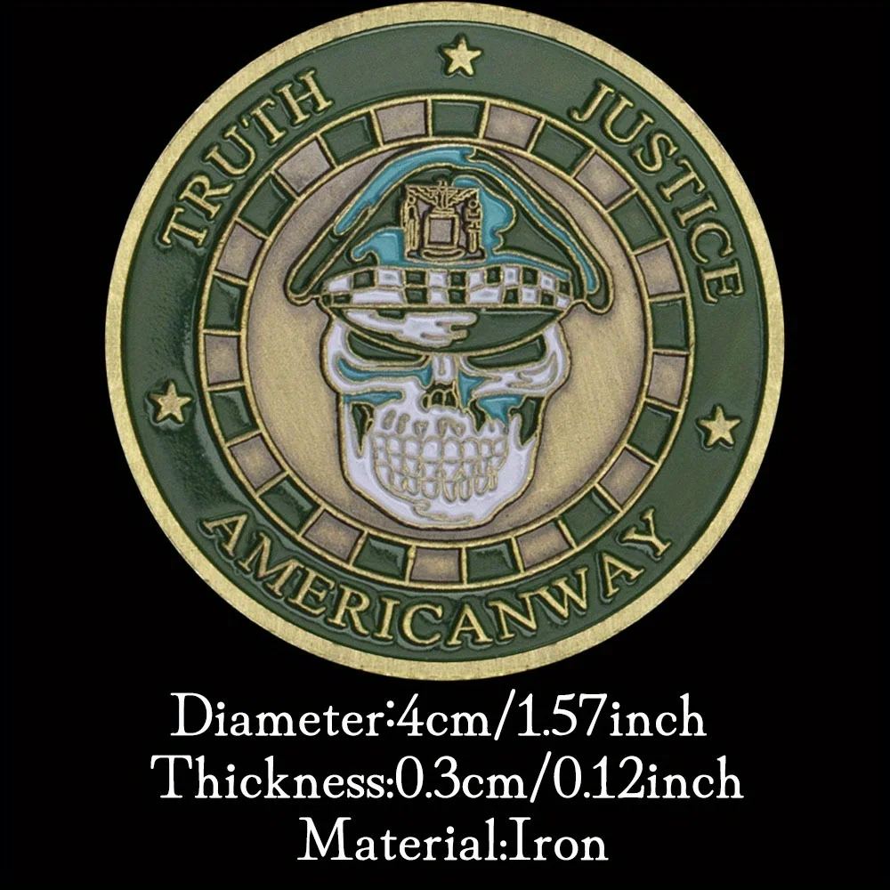 عملة تذكارية من شرطة شيكاغو الأمريكية ، لخدمة وحماية ، مجموعة عملات تحدي ، عملة تذكارية مطلية بالبرونز والجمجمة الأمريكية