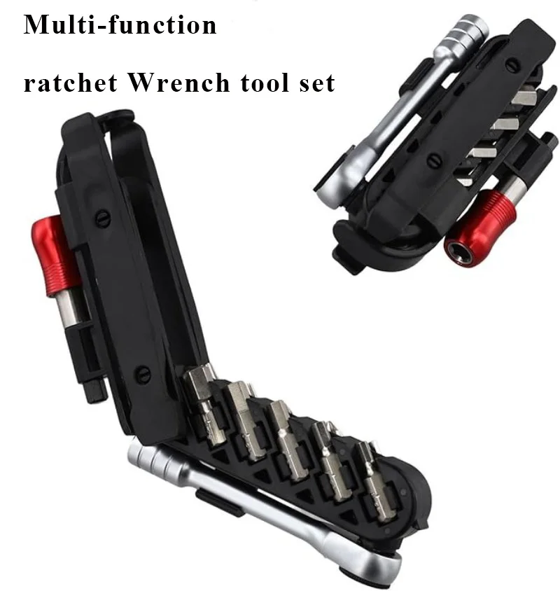 

Bike Maintenance Combination Multifunction Ratchet Wrench Tools Set Including Mini Ratchet, Tire Bar and Handy Storage Bag