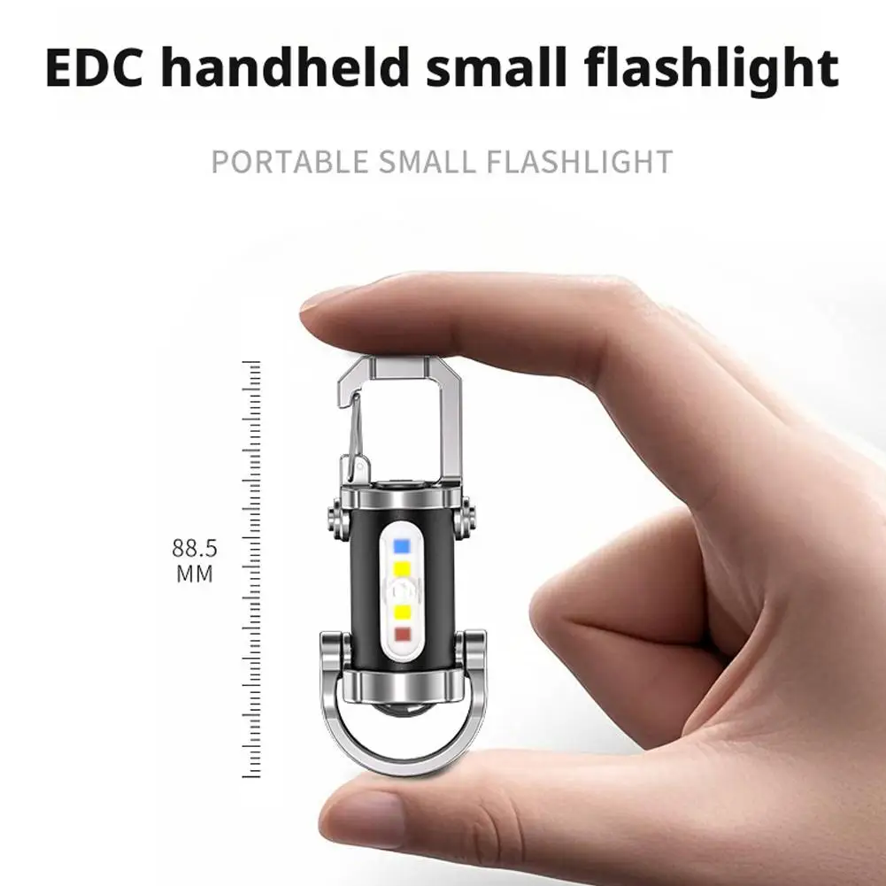 Mini USB Rechargeable LED Flashlight Keychain Portable Waterproof Camping Pocket Lamp Keyring Hanging Light Outdoor Gear
