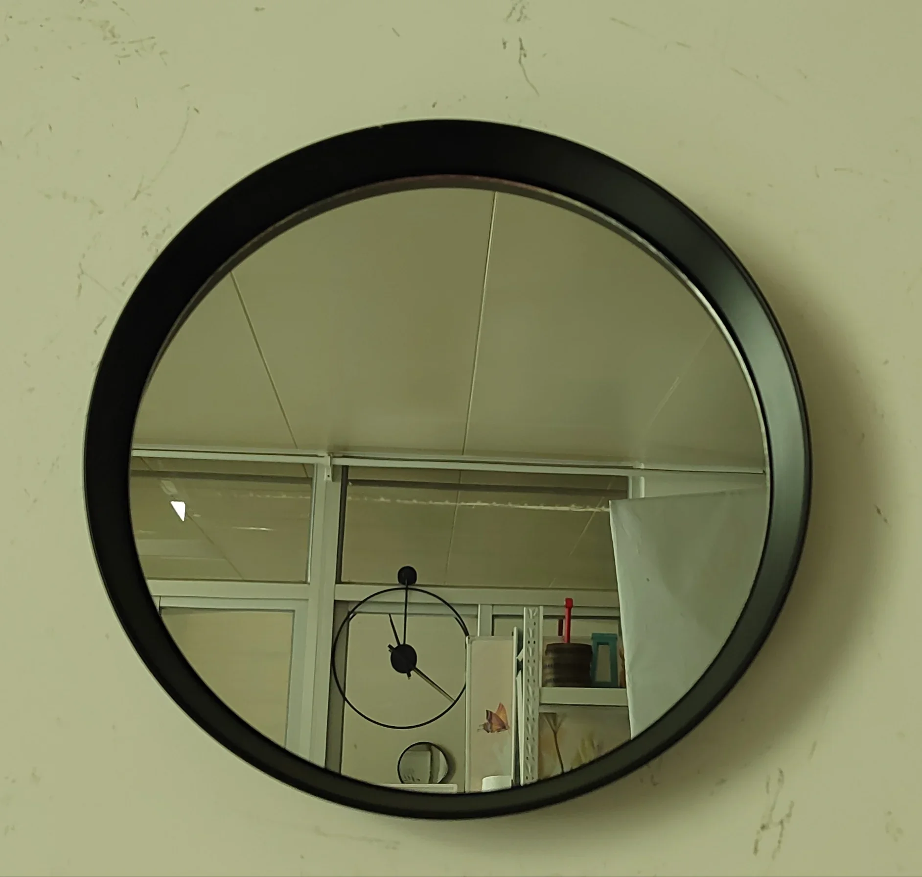 

# 32*32cm Metal Sleek Design Modern Simple Circle Wall Mirrors Black Frame Round Wall Mirror For Living Room #
