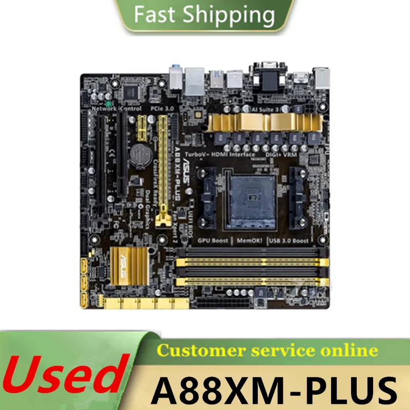 100% ทำงาน A88XM-PLUS เมนบอร์ดซ็อกเก็ต FM2 FM2 + DDR3 A88X เมนบอร์ด SATA III เดิม