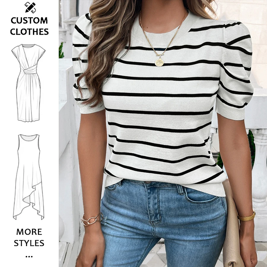 

2025 New Arrival Oem Custom Knitted Shirt Ladies Knitwear Manufacturers China Manufacturing Short Sleeve Knit Shirts