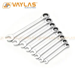 8-30mm Dull Polished Combination Wrench Fixed Head Ratchet 72T Open End Spanner Hand Tools