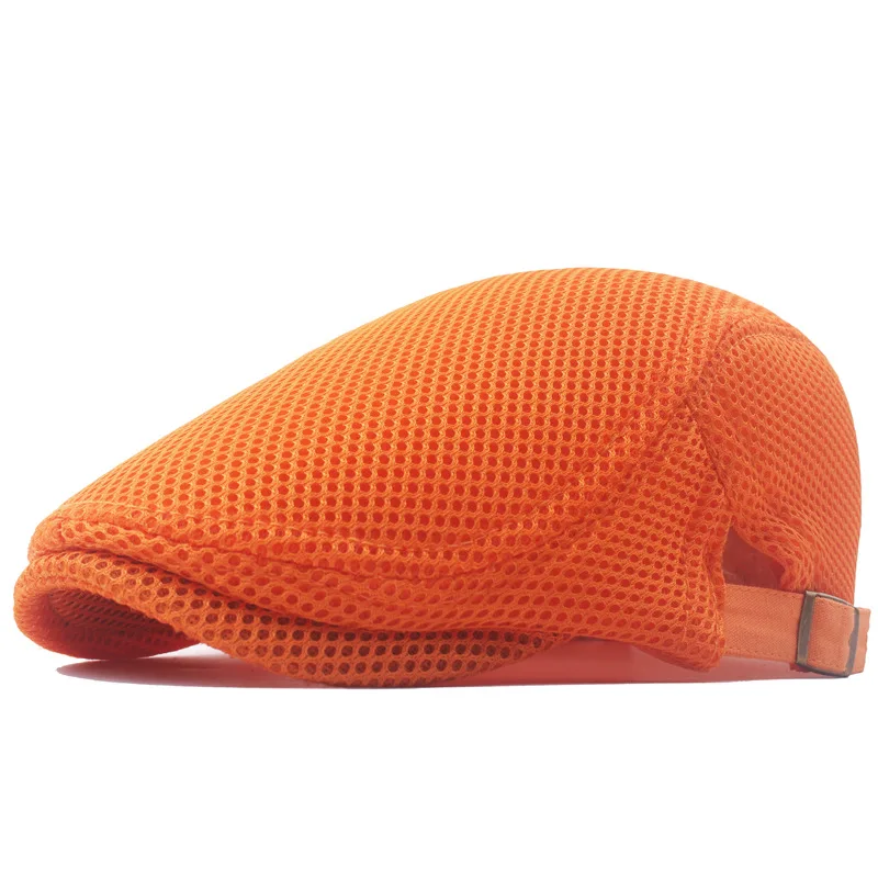 Men Breathable Mesh Summer Hat Adjustable Newsboy Beret Ivy Cap K POP VINTAGE Cabbies Flat Cap